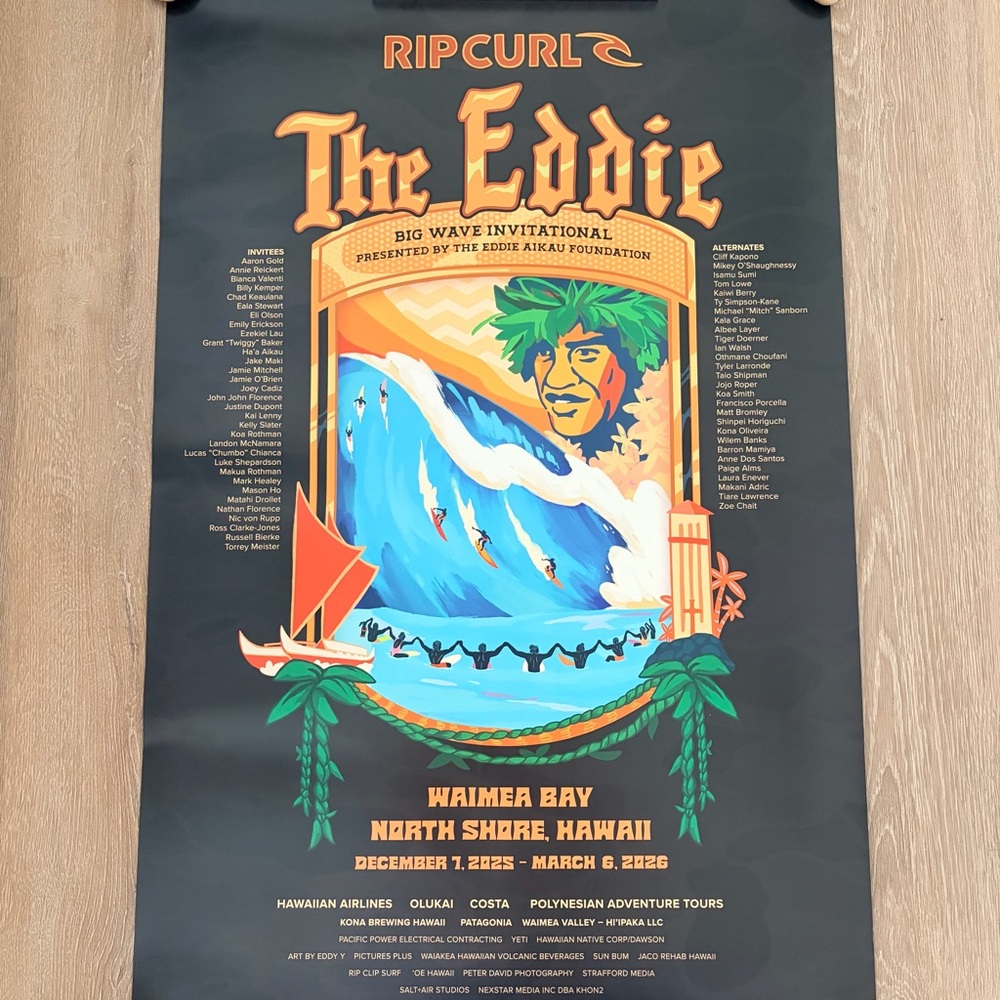 Limited Edition Rip Curl  2025-2026 The Eddie Big Wave Invitational Poster - New
